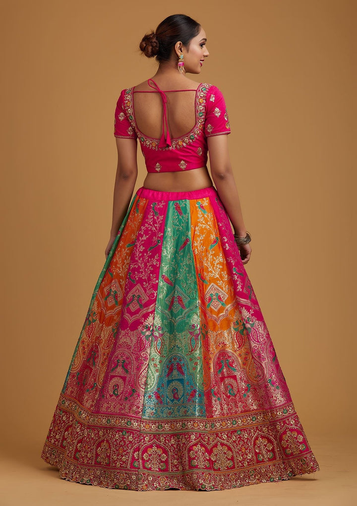 Multi Stonework Banarasi Designer Semi-Stitched Lehenga - koskii