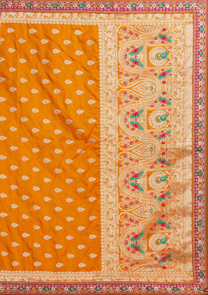 Multi Stonework Banarasi Designer Semi-Stitched Lehenga - koskii