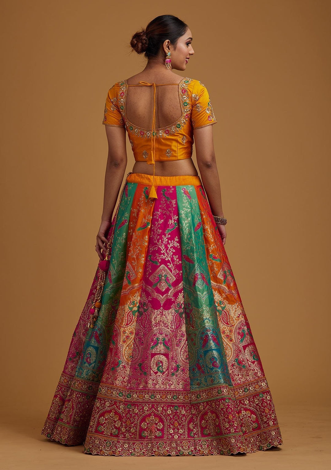 Multi Stonework Banarasi Designer Semi-Stitched Lehenga - koskii