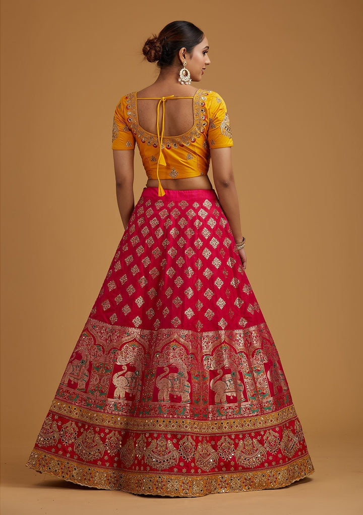 Multi Stonework Banarasi Designer Semi-Stitched Lehenga - koskii