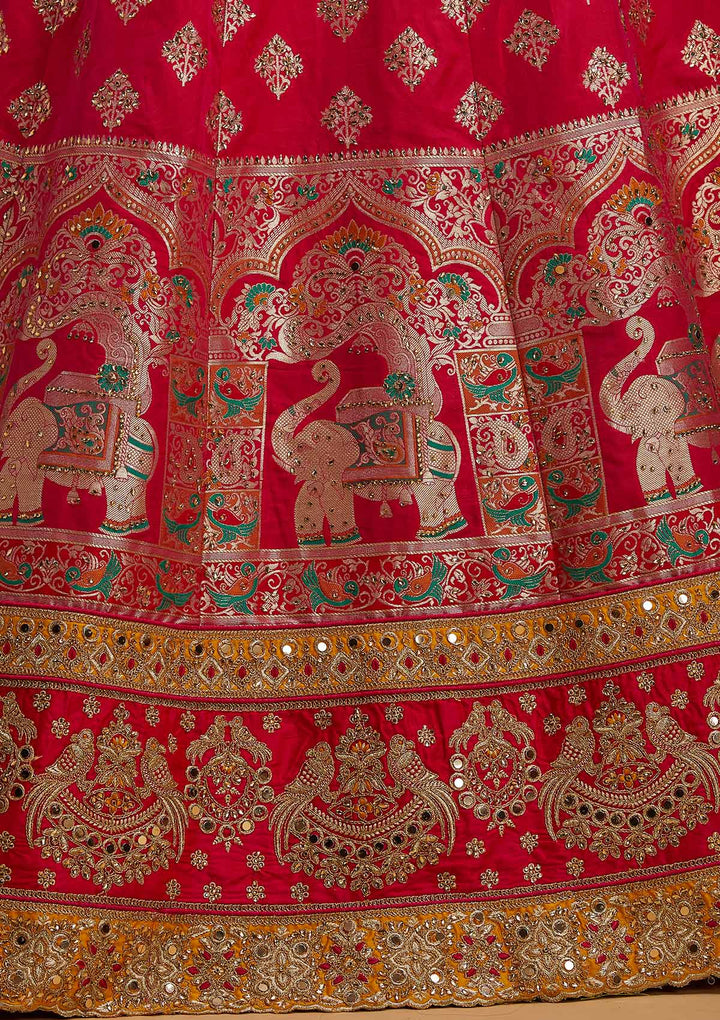 Multi Stonework Banarasi Designer Semi-Stitched Lehenga - koskii