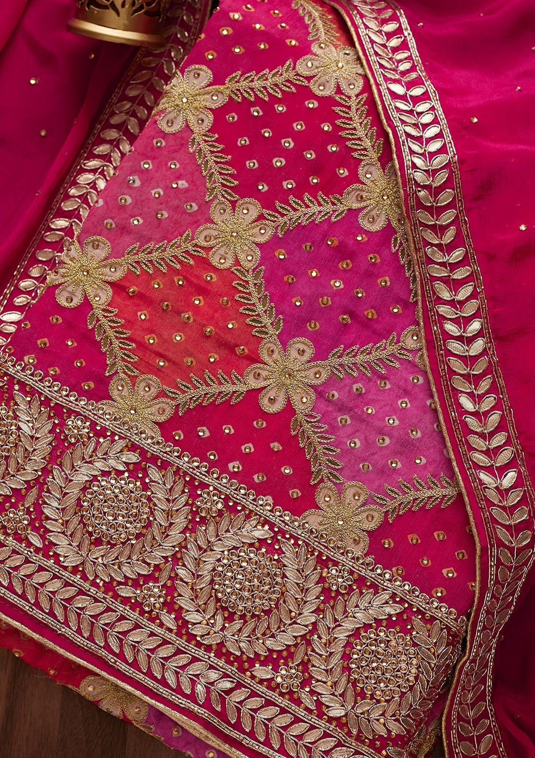 Multi Stonework Semi Crepe Designer Unstitched Salwar Suit - Koskii