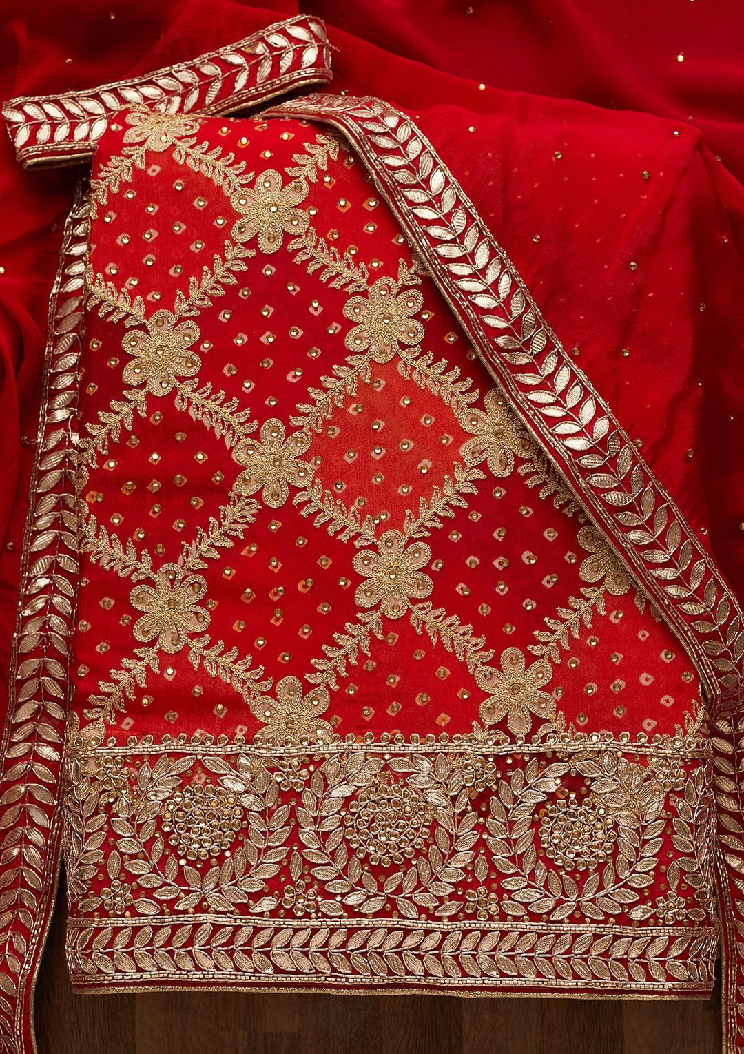 Multi Stonework Semi Crepe Unstitched Salwar Suit-Koskii