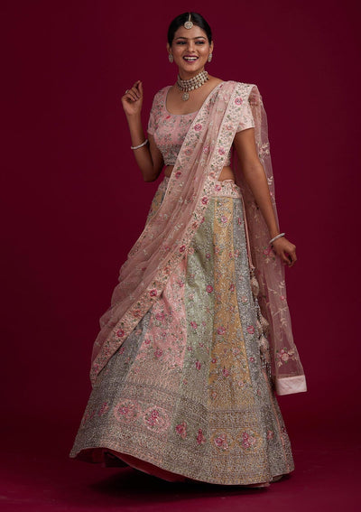 Multi Stonework Velvet Designer Semi-Stitched Lehenga - Koskii