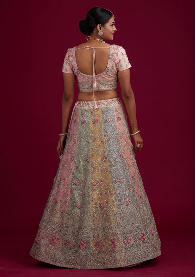 Multi Stonework Velvet Designer Semi-Stitched Lehenga - Koskii