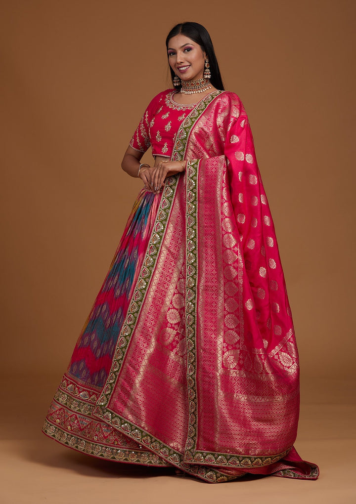 Multi Zariwork Raw Silk Designer Lehenga-Koskii