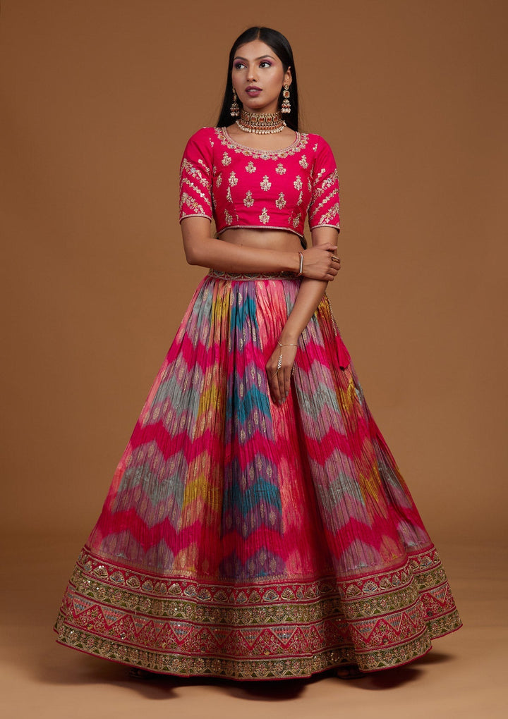 Multi Zariwork Raw Silk Designer Lehenga-Koskii