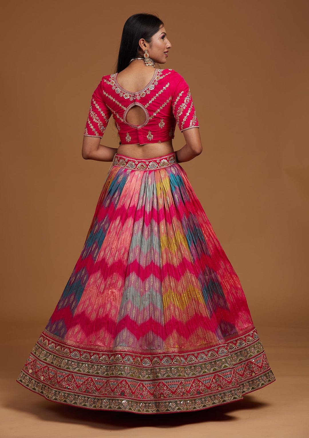 Multi Zariwork Raw Silk Designer Lehenga-Koskii