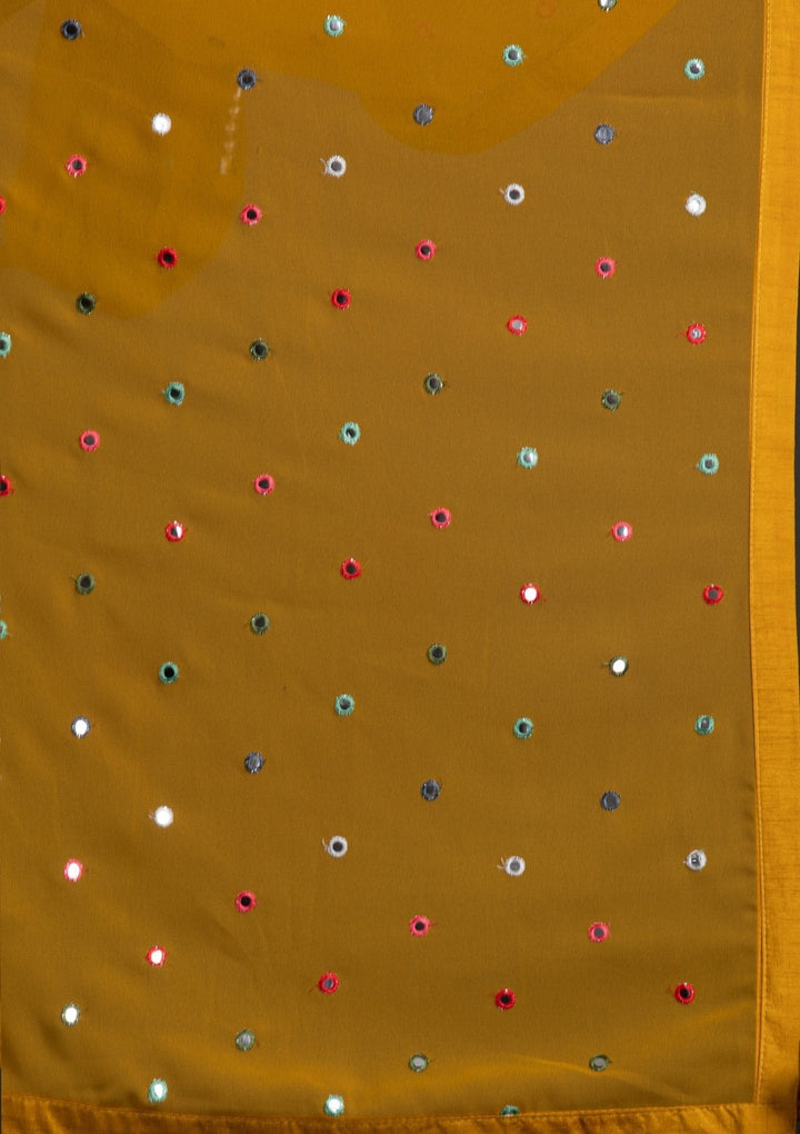 Mustard Chikankari Georgette Designer Lehenga - koskii