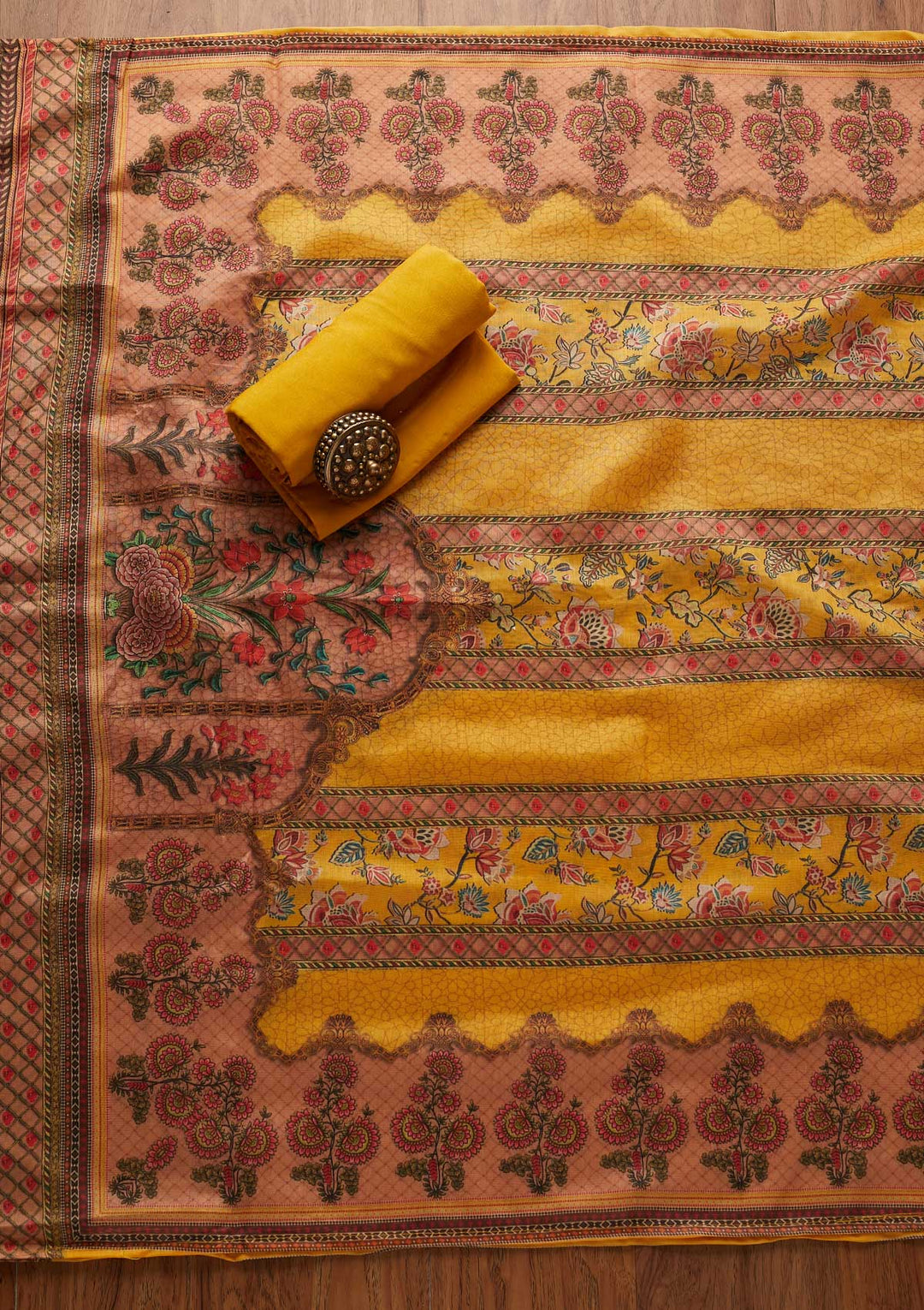Mustard Cutdana Art Silk Designer Unstitched Salwar Suit - koskii