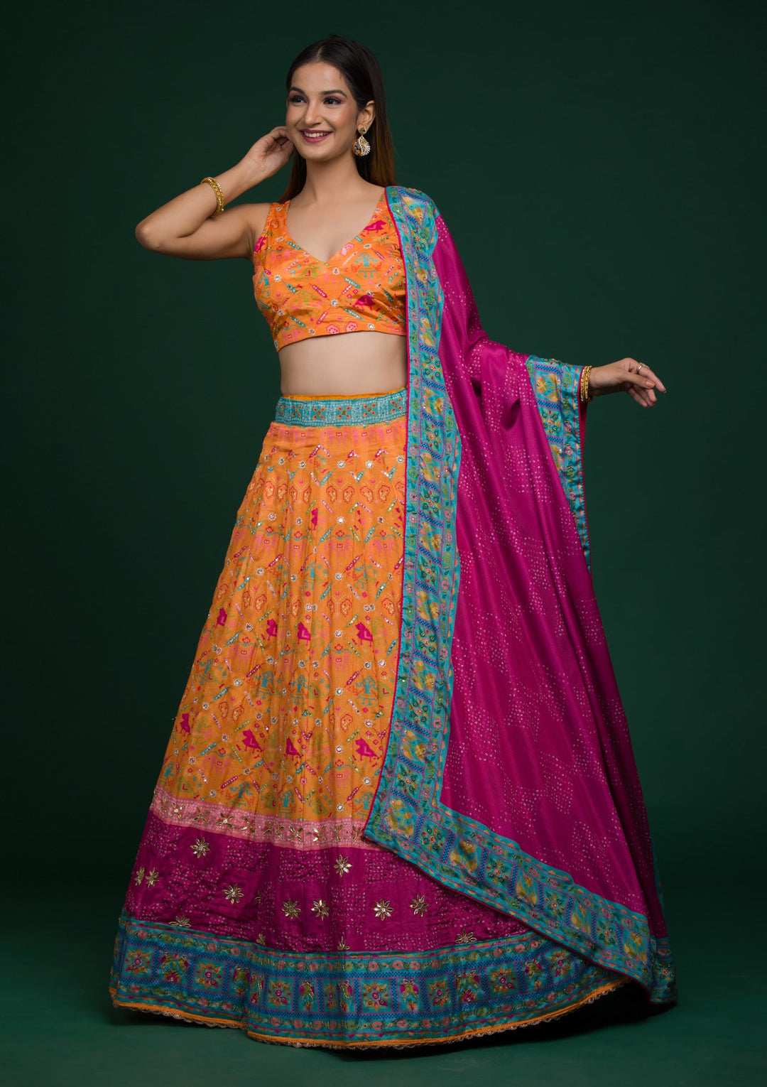 Mustard Gotapatti Art Silk Lehenga-koskii