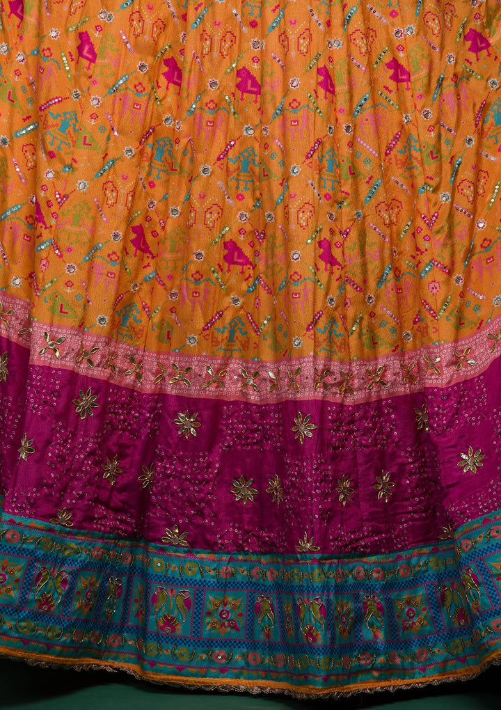 Mustard Gotapatti Art Silk Lehenga-koskii
