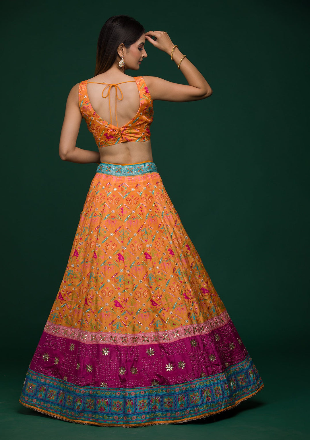 Mustard Gotapatti Art Silk Lehenga-koskii