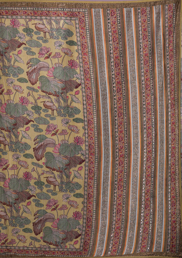 Maroon Zari Work Raw Silk Designer Saree-Koskii