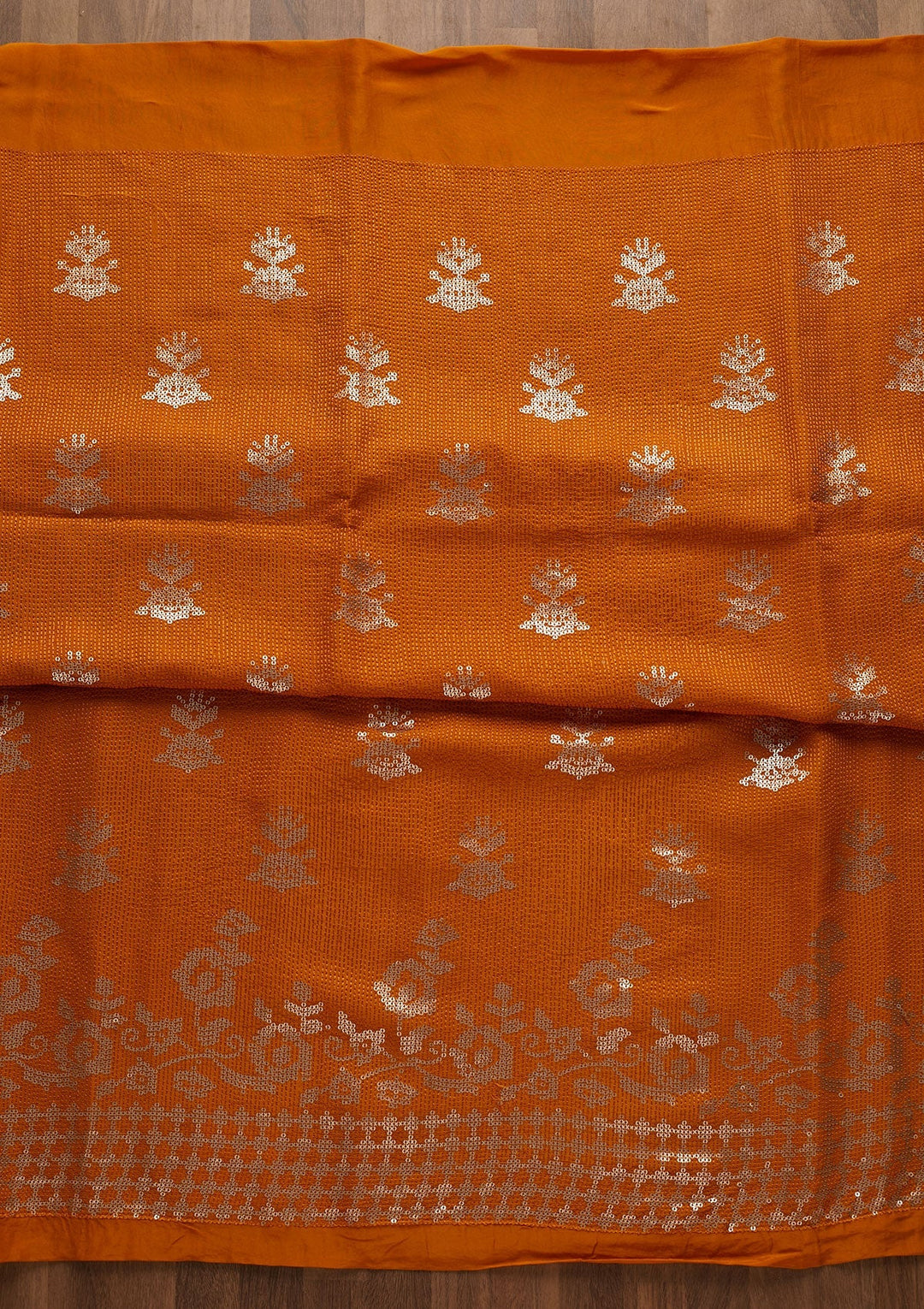 Mustard Sequins Georgette Unstitched Salwar Suit-Koskii