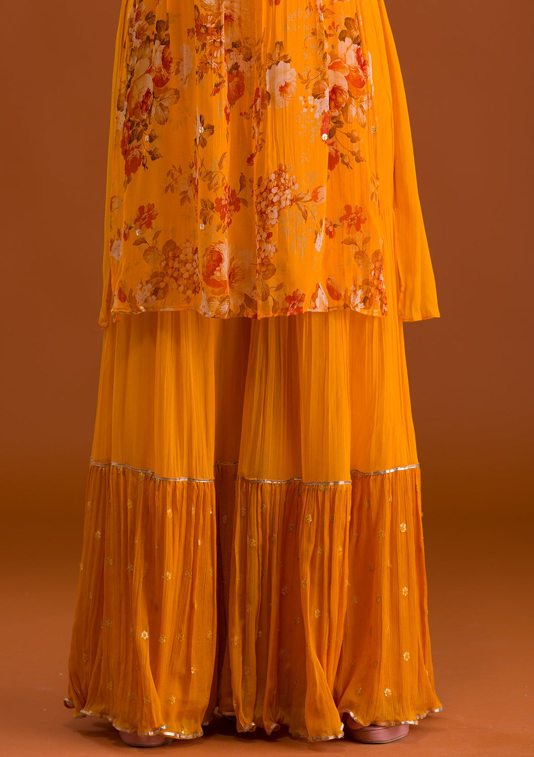 Mustard Sequins Georgette Designer Salwar Suit-Koskii
