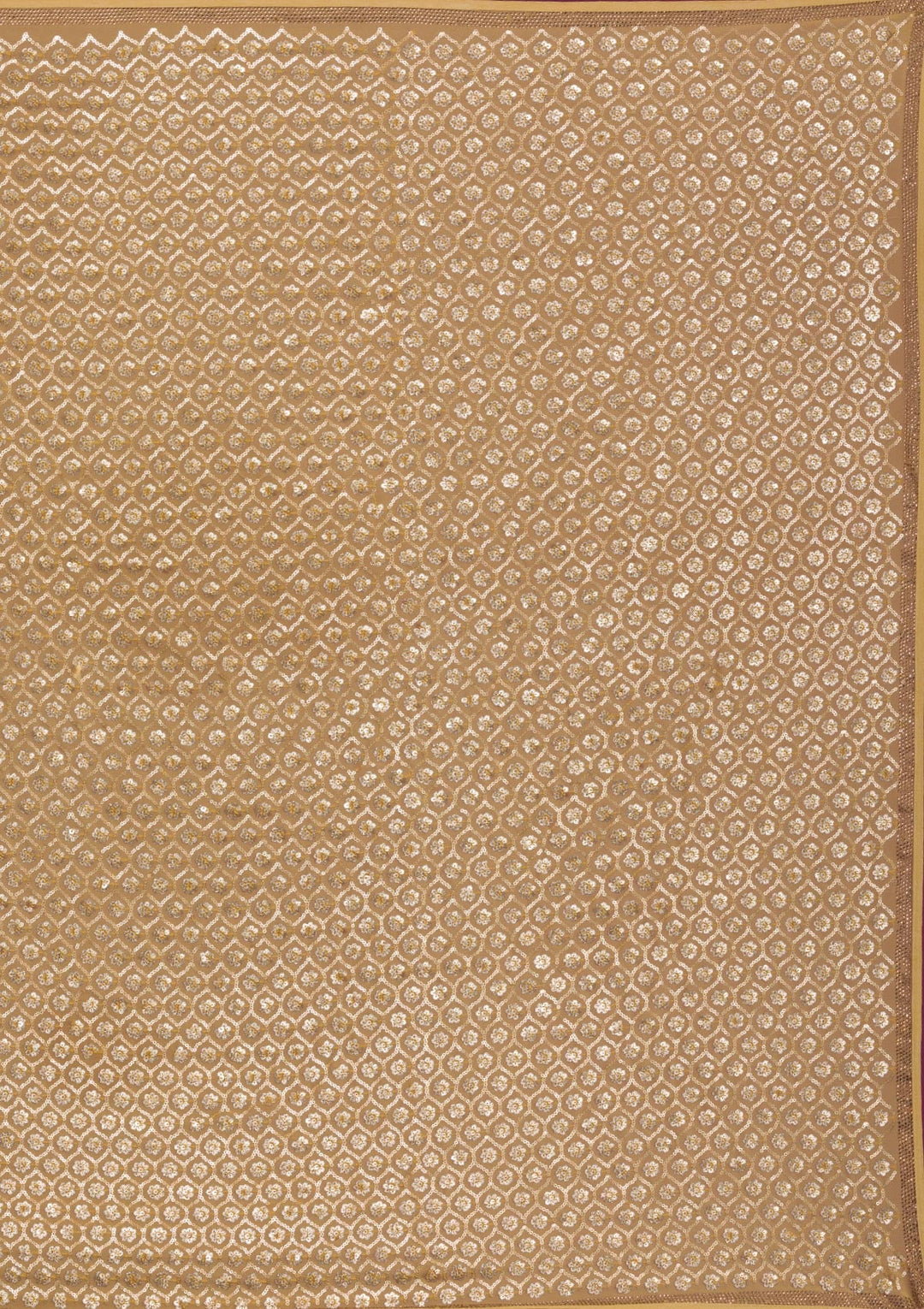 Mustard Sequins Georgette Unstitched Saree-Koskii
