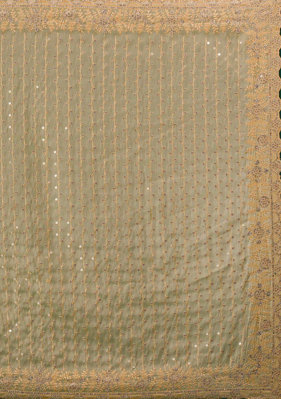 Mustard Silver Stonework Georgette Saree-Koskii