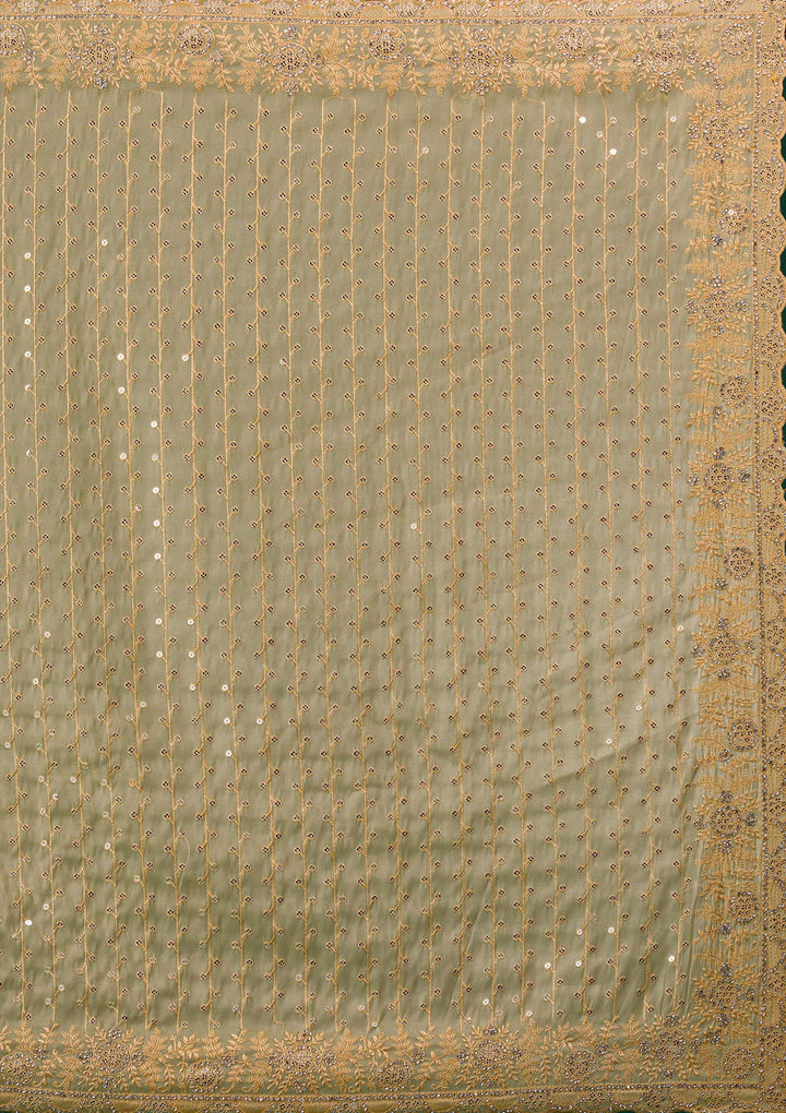 Mustard Silver Stonework Georgette Saree-Koskii