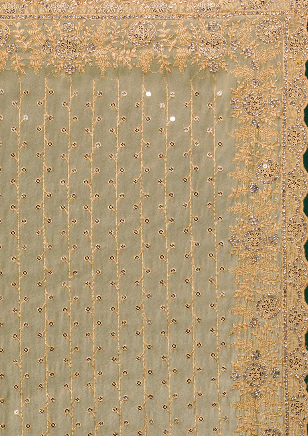 Mustard Silver Stonework Georgette Saree-Koskii