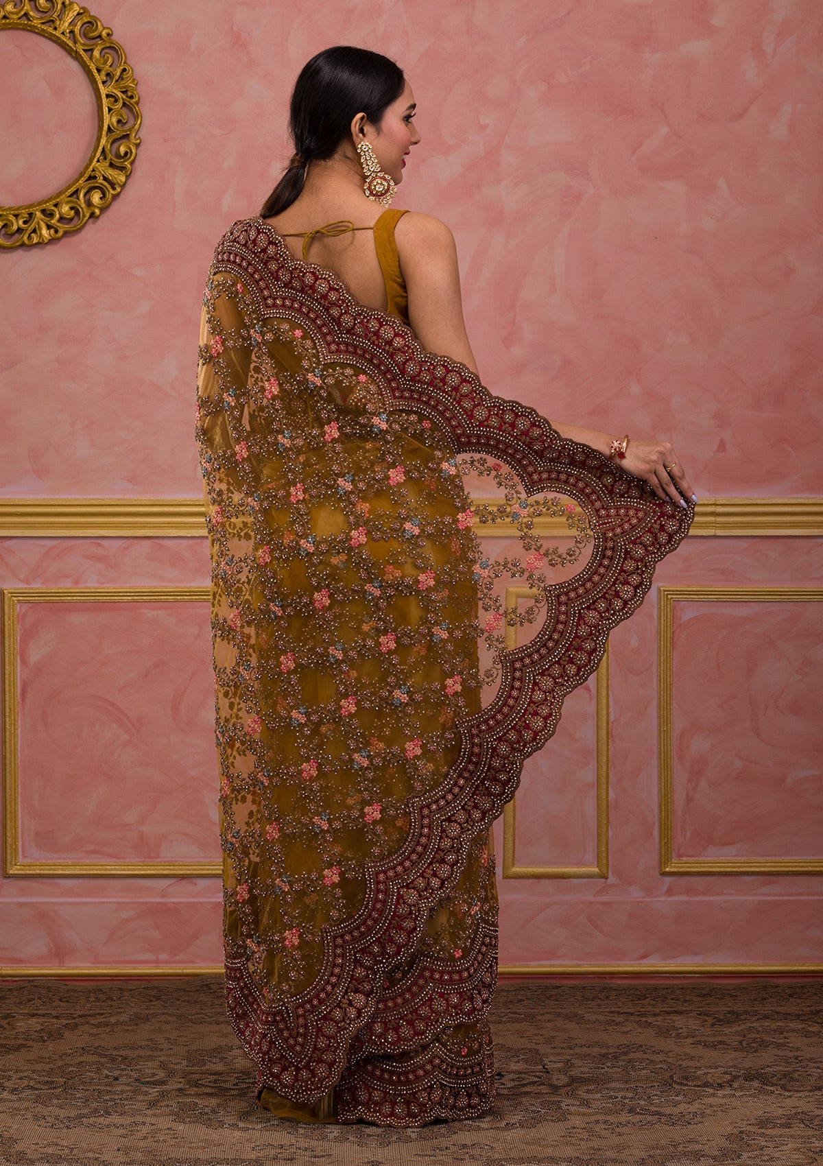 kosariii✴︎ Buy Mustard Zariwork Banarasi Silk Saree - Koskii