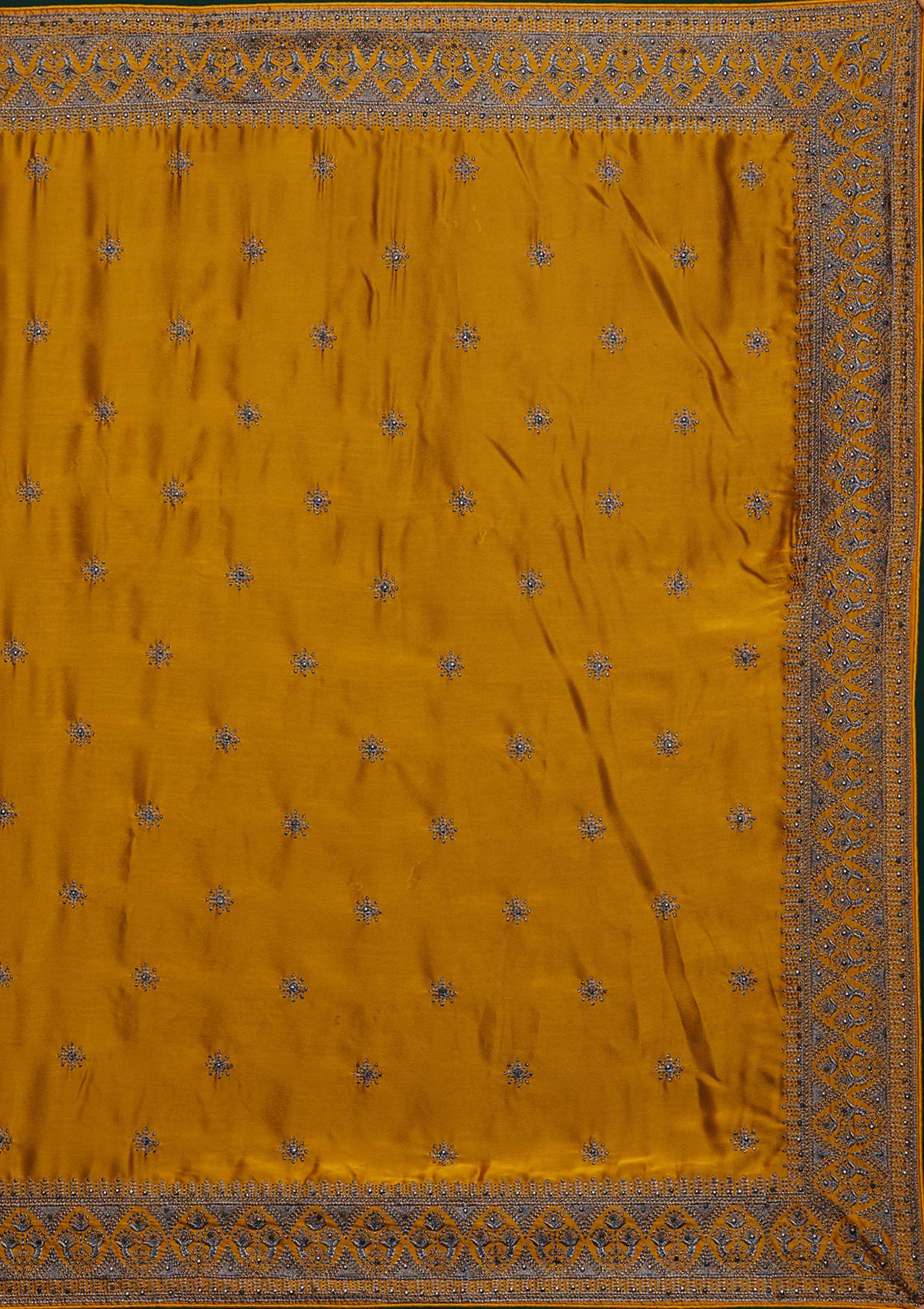 Mustard Swarovski Art Silk Designer Saree - Koskii