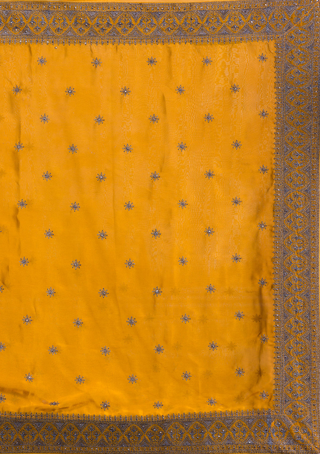 Mustard Swarovski Satin Designer Saree-Koskii