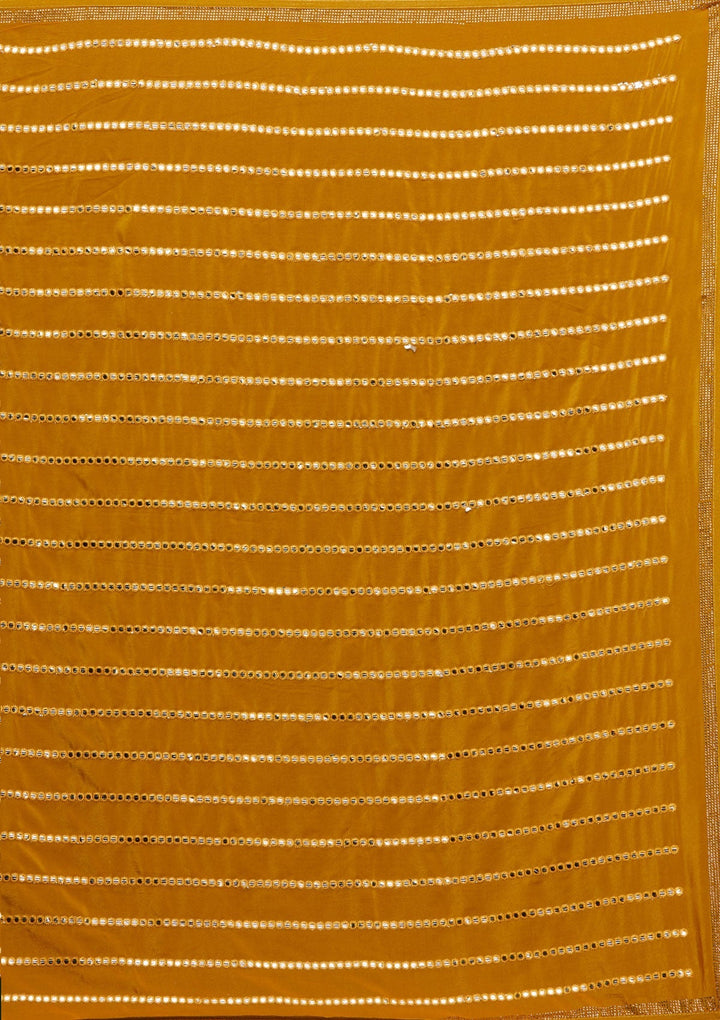 Mustard Swarovski Georgette Saree - Koskii