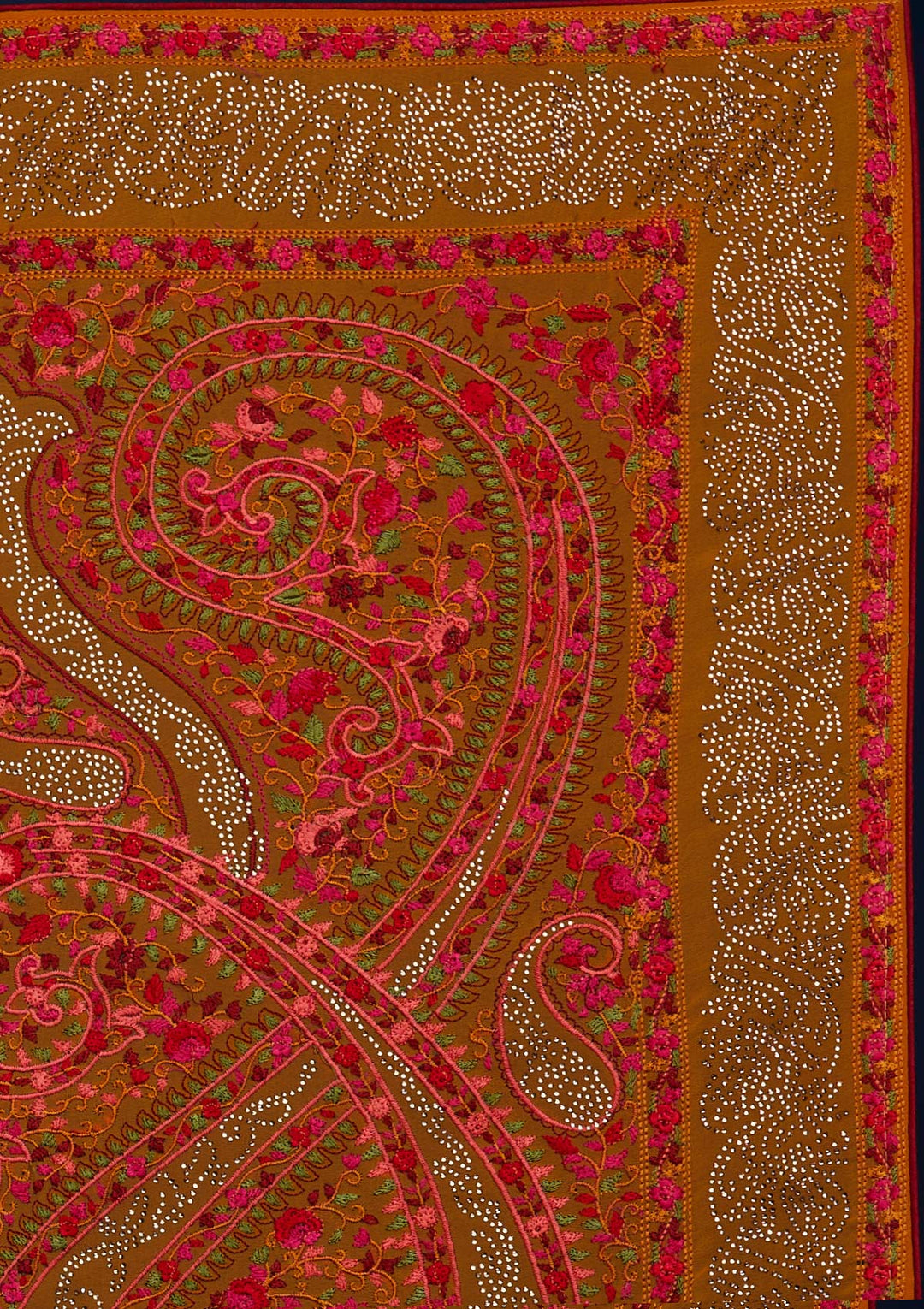 Mustard Swarovski Georgette Designer Saree - Koskii