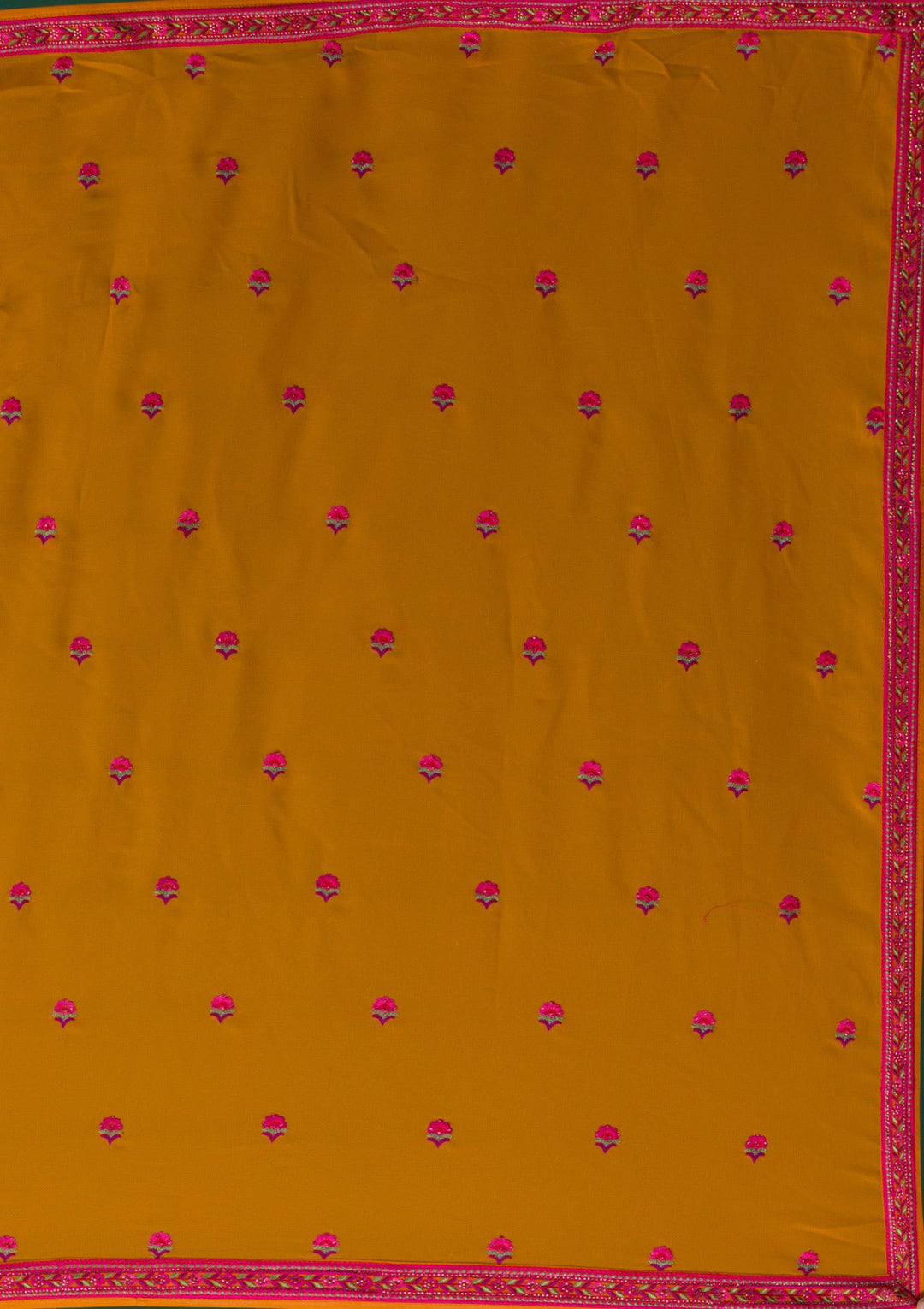 Mustard Threadwork Georgette Designer Anarkali Suit-Koskii