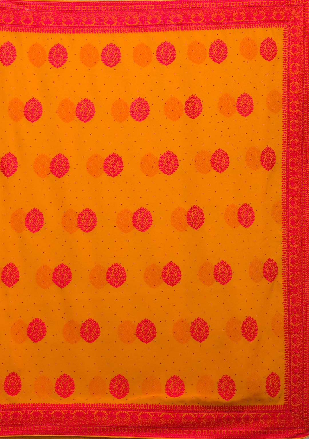 Mustard Threadwork Georgette Saree-Koskii
