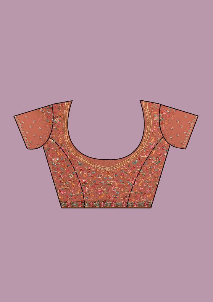 Mustard Threadwork Georgette Saree-Koskii