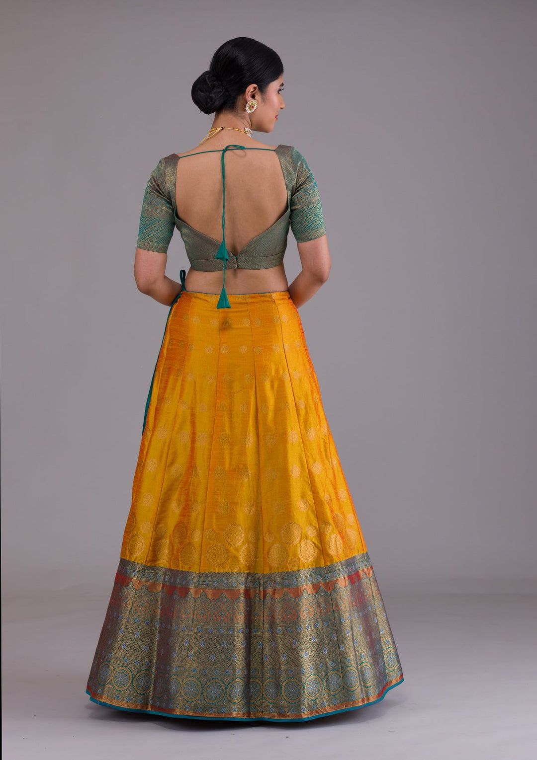 Mustard Zariwork Art Silk Designer Lehenga-Koskii