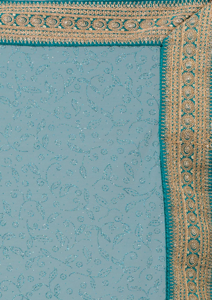 Mustard Zariwork Art Silk Semi Stitched Lehenga-Koskii