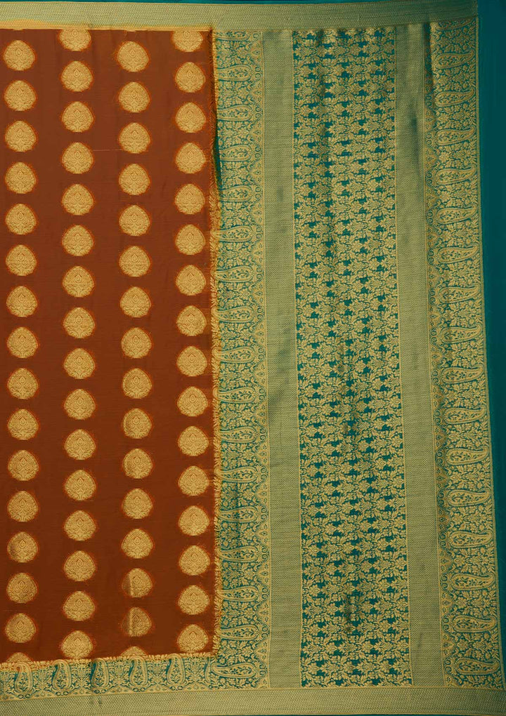 Mustard Zariwork Art Silk Designer Saree - Koskii