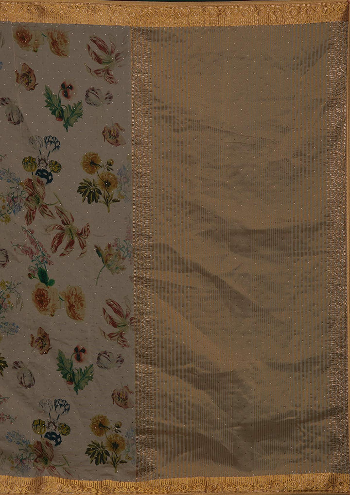 Peach Swarovski Tissue Designer Saree - Koskii