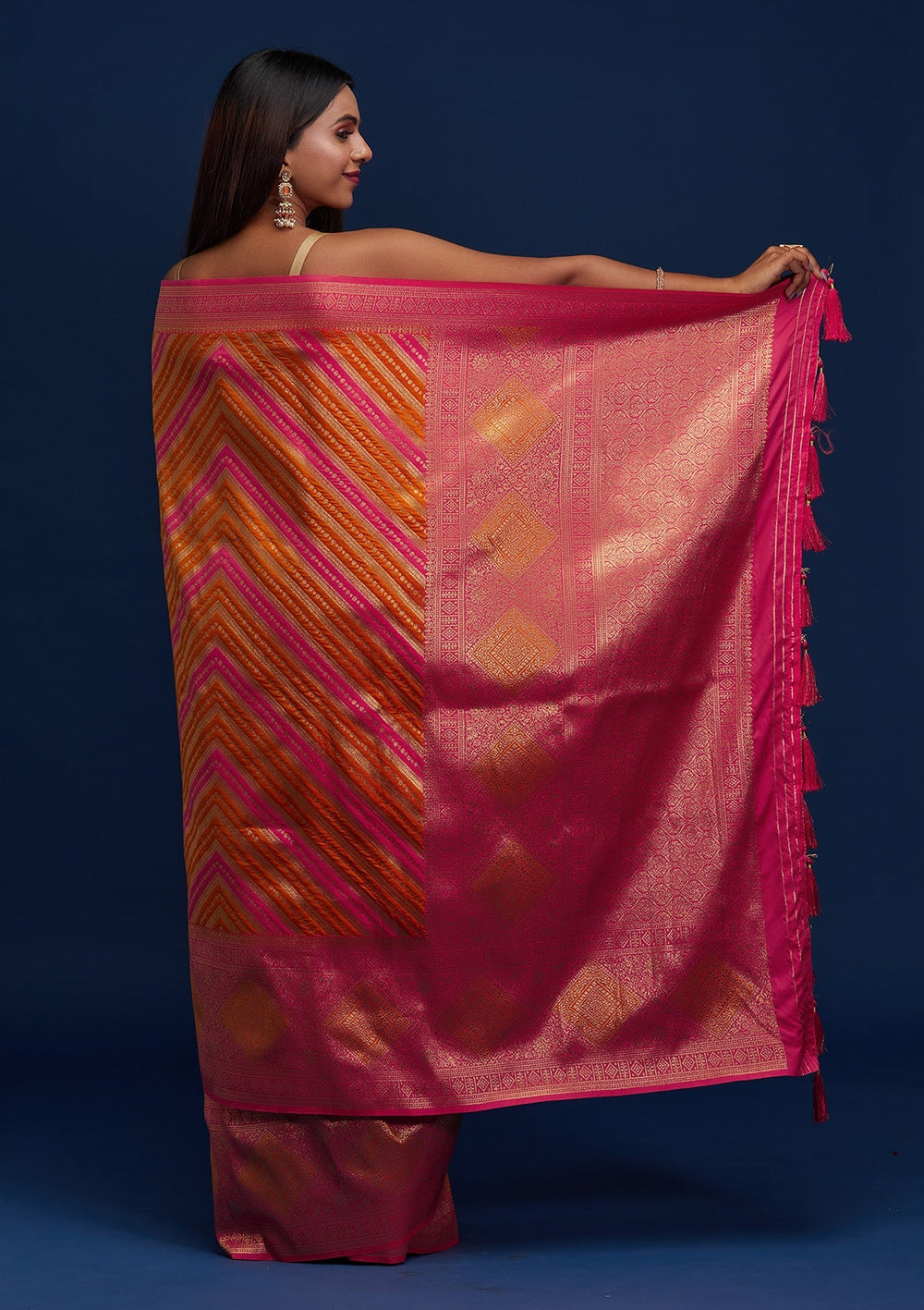 Mustard Zariwork Art Silk Designer Saree - Koskii