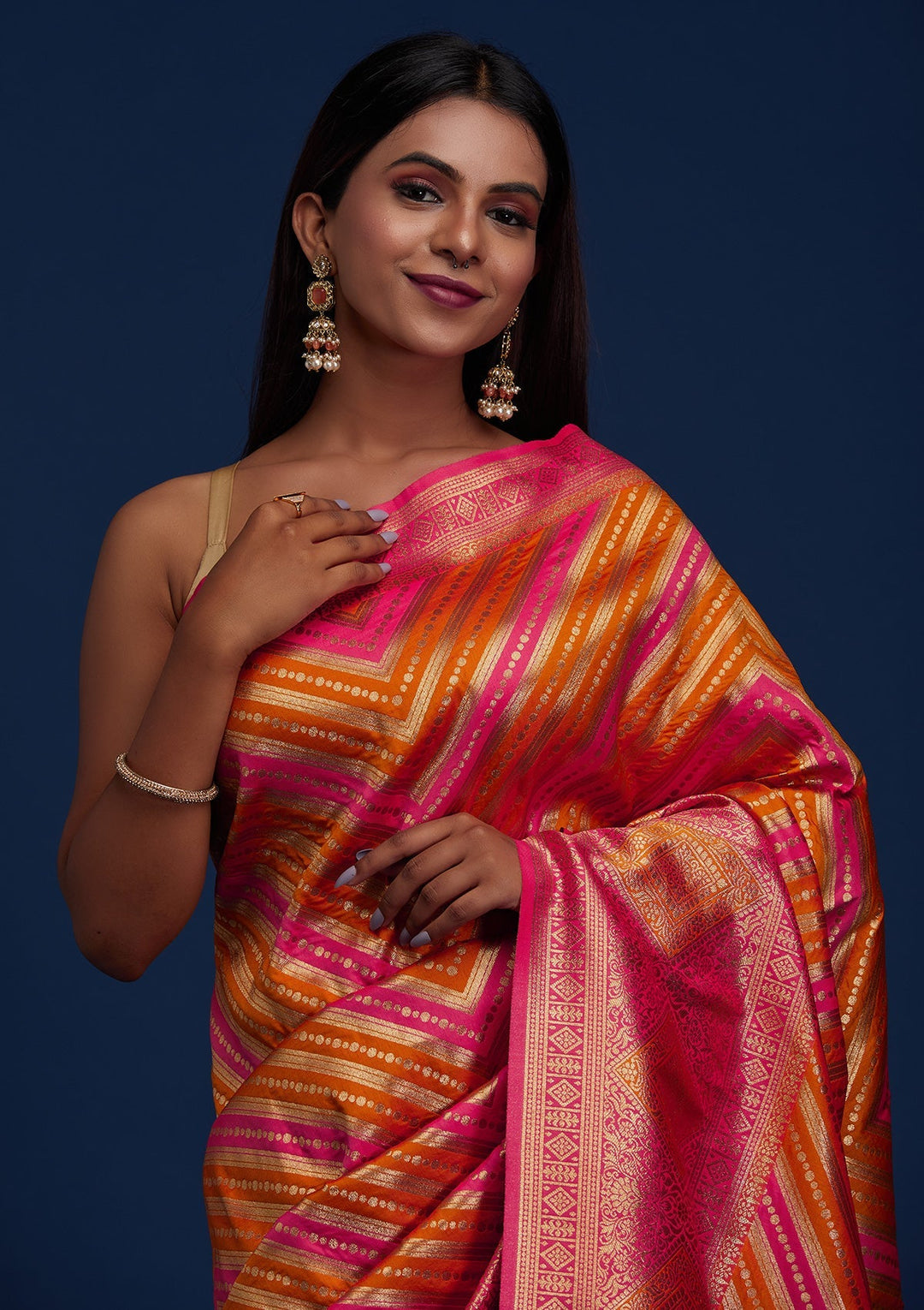 Mustard Zariwork Art Silk Designer Saree - Koskii