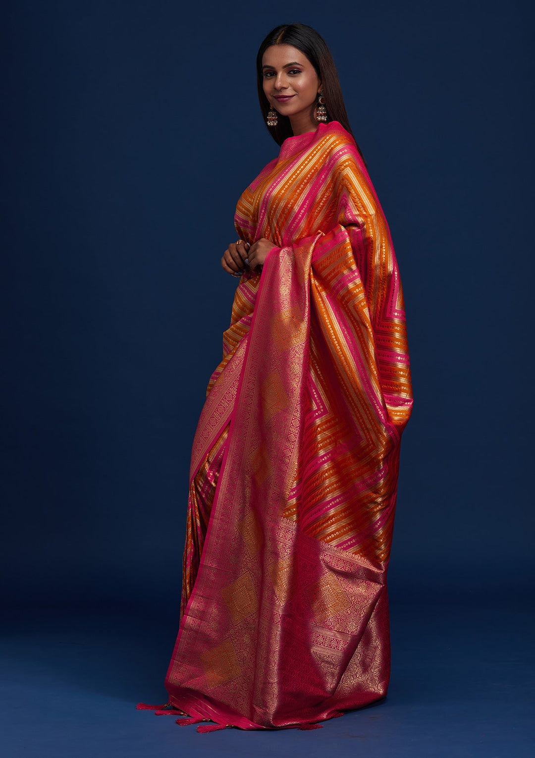 Mustard Zariwork Art Silk Designer Saree - Koskii