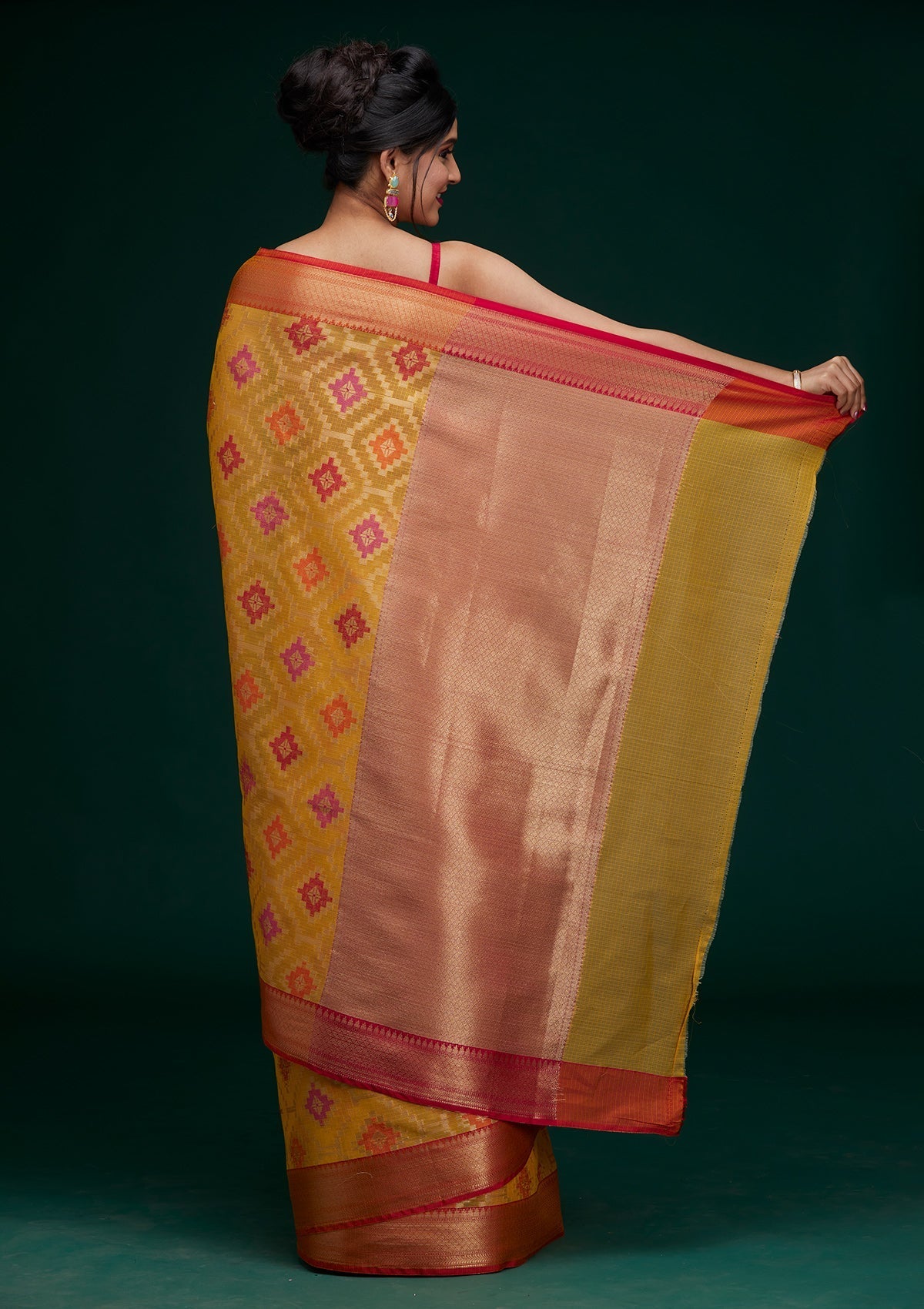 Mustard Zariwork Art Silk Saree - Koskii