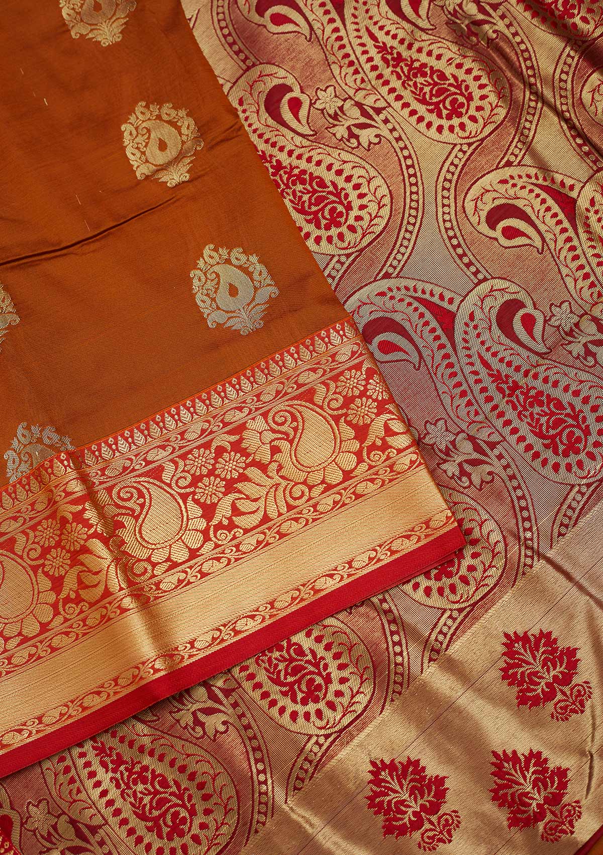 Mustard Zariwork Art Silk Designer Saree - Koskii