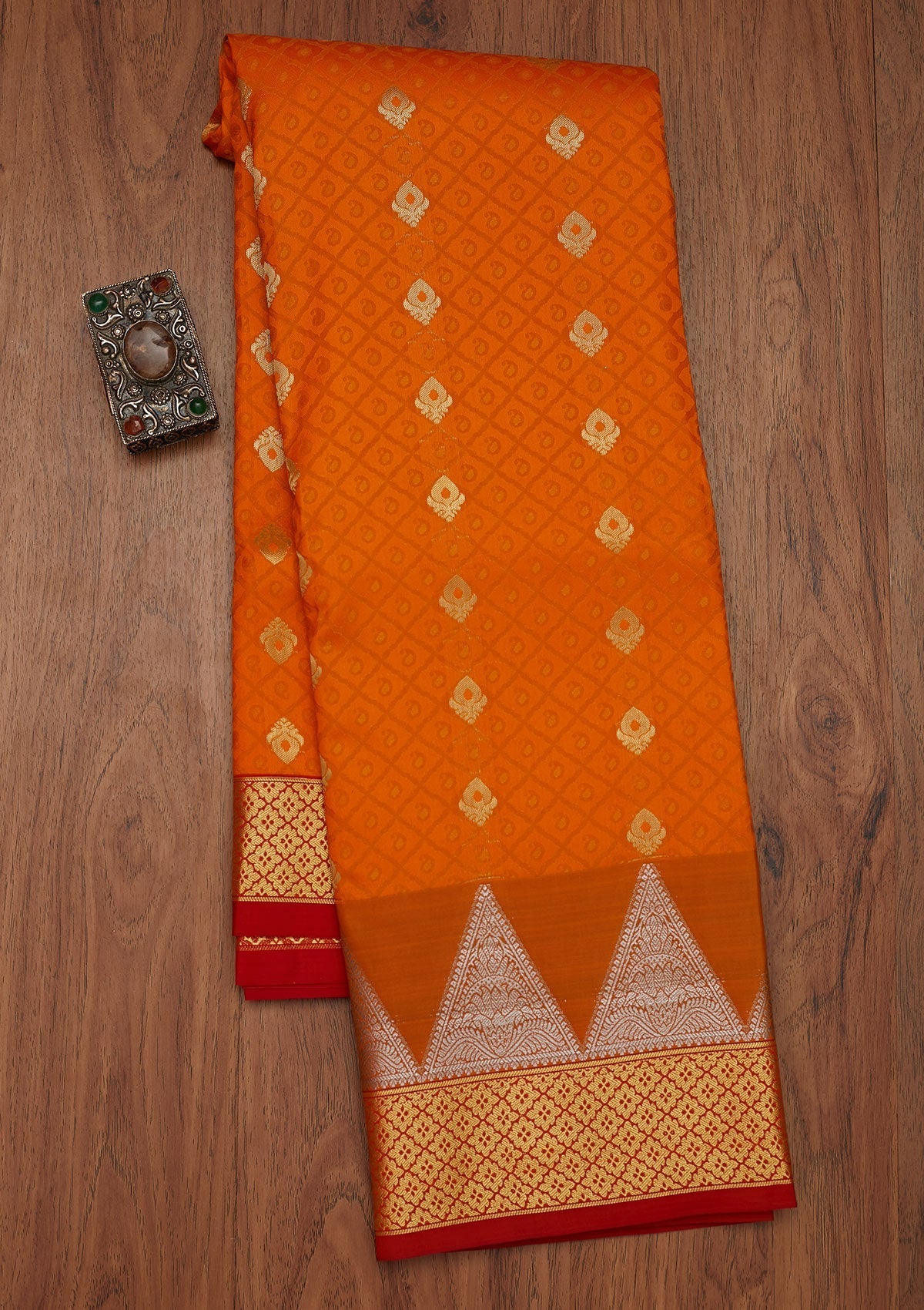 Mustard Zariwork Art Silk Designer Saree - Koskii