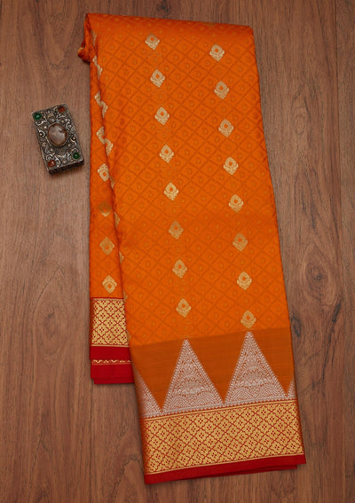 Mustard Zariwork Art Silk Designer Saree - Koskii