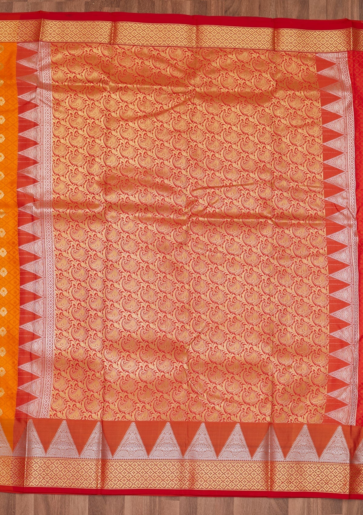 Mustard Zariwork Art Silk Designer Saree - Koskii