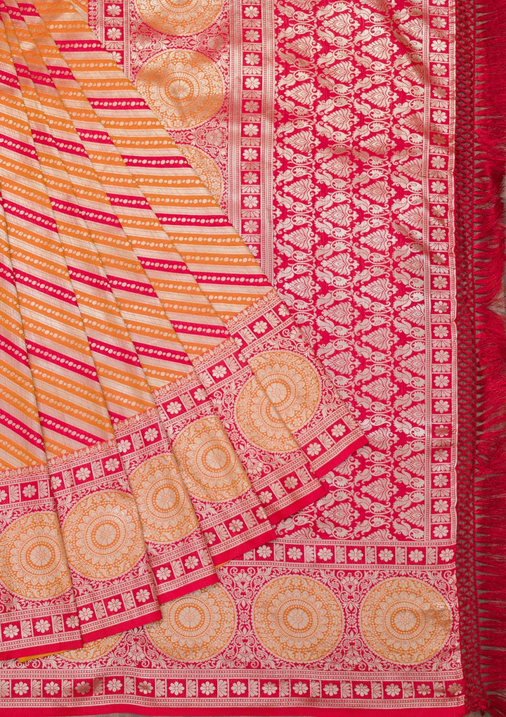 Mustard Zariwork Art Silk Saree-Koskii