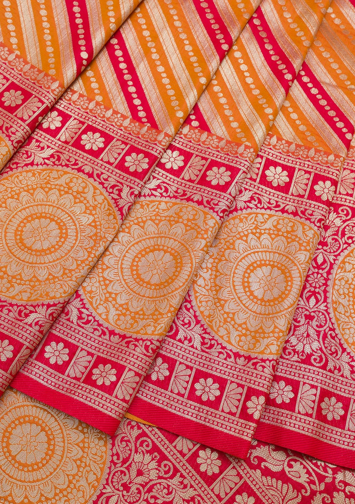 Mustard Zariwork Art Silk Saree-Koskii
