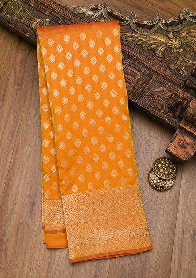 Mustard Zariwork Art Silk Saree-Koskii