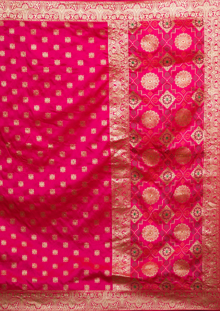 Mustard Zariwork Banarasi Lehenga-koskii
