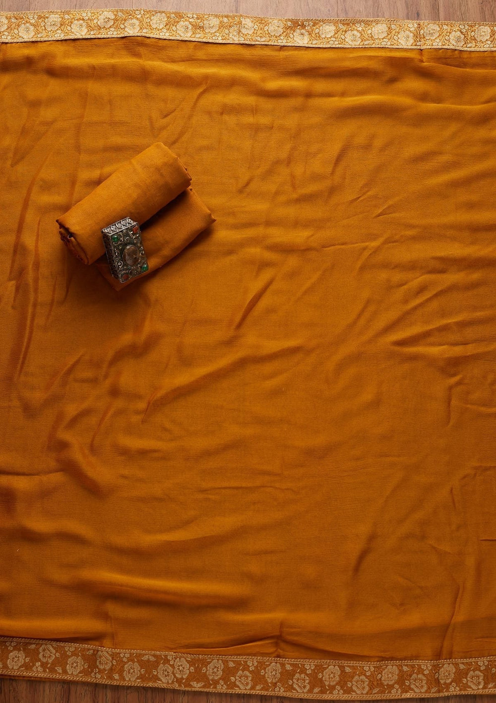 Mustard Zariwork Banarasi Designer Unstitched Salwar Suit - koskii