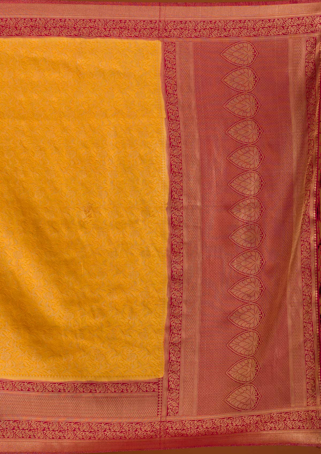 Mustard Zariwork Banarasi Saree-Koskii